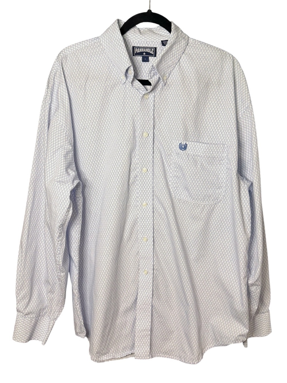 Panhandle Slim Men's Western Light Blue Geometric Patterned Button-Down Shirt